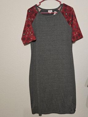 Large Red And Grey LuLaRoe Dress